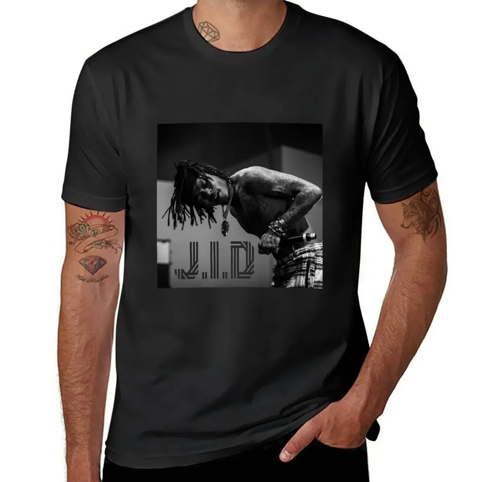 

J.I.D Live Cut-out T-Shirt street wear aesthetic clothes plain white t shirts men