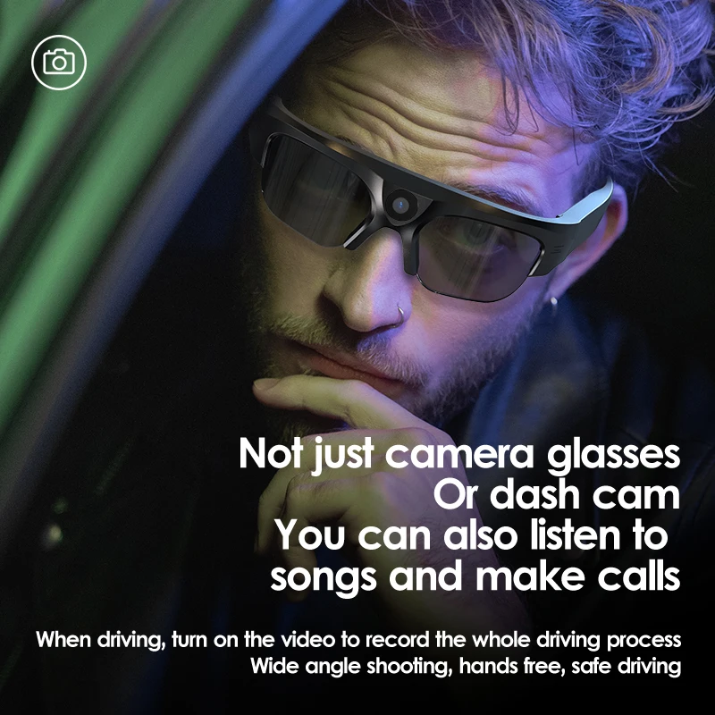 Intelligent video glasses, equipped with ultra-high definition 4K mini camera, capable of recording videos and playing music