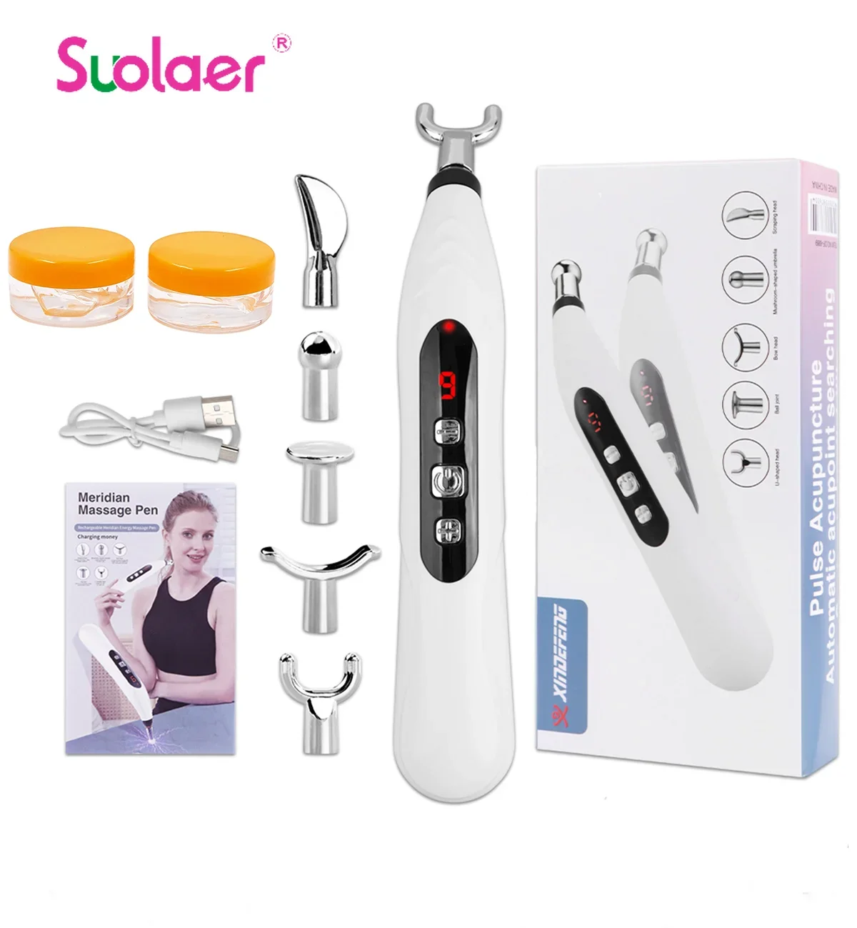 

Электронный массажер-ручка для акупунктуры, электрический лазерный массажер для меридианов, терапевтическая массажная ручка, энергетическая ручка для лица, инструмент для снятия боли в спине