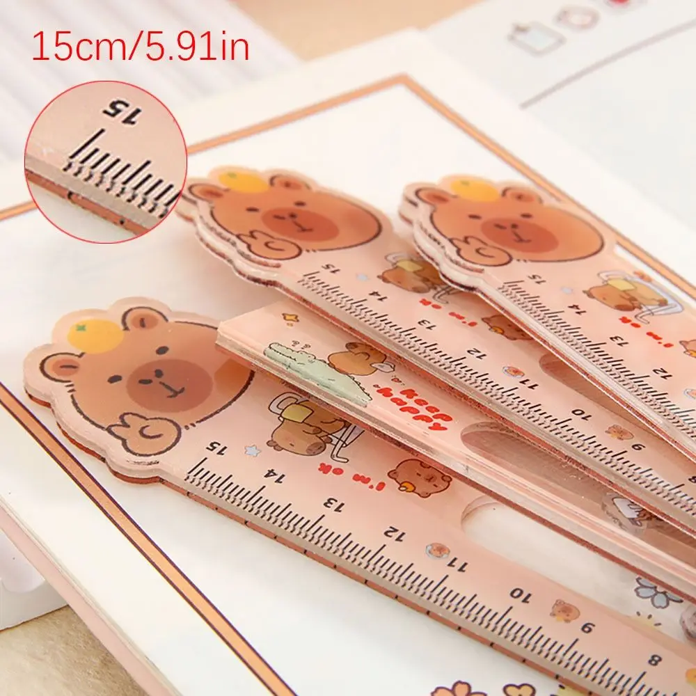 Portable 15cm Capybara Ruler Maths Geometry Measure Ruler Drawing Straight Ruler