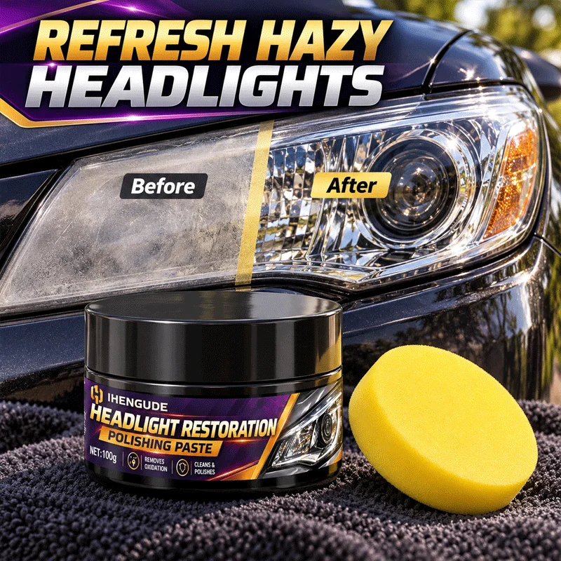 Car Headlight Restoration Polishing Kit - Scratch Remover & Oxidation Cleaner Repair Paste for Headlamp Assembly