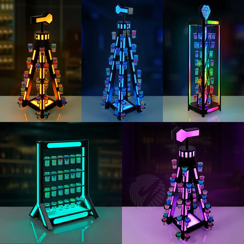 LED rechargeable luminous cup holder heart-shaped cocktail holder creative atmosphere 520 bar KTV wrought iron bullet cup holder