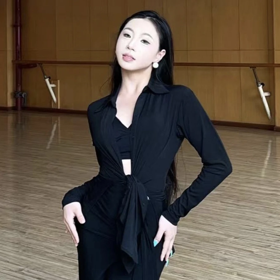 女性ラテンダンスシャツ長袖女性ラテントップスクラブルンバ社交ダンス練習服ラテンダンスウェア DNV24642