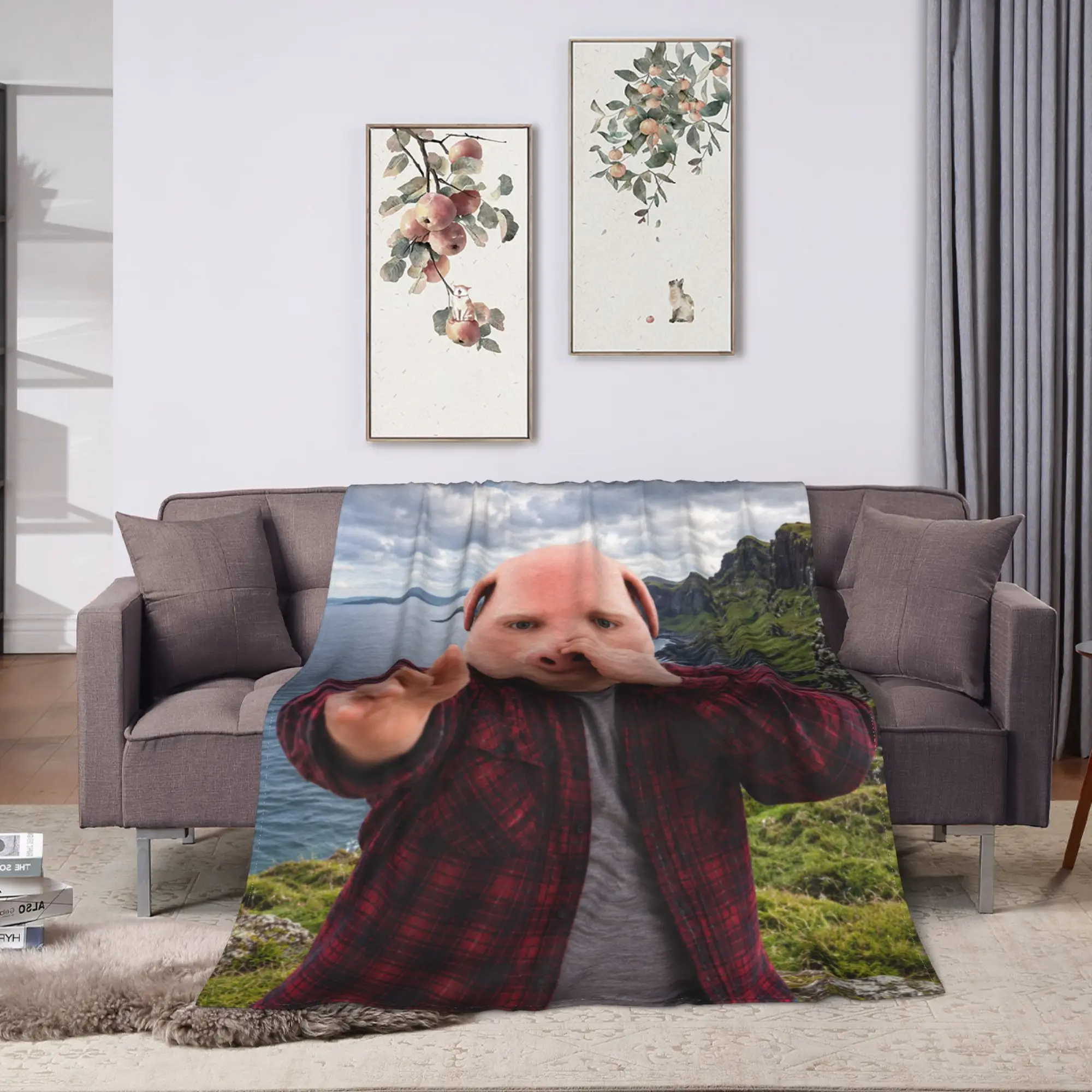 Funny John Pork is Calling Scuba Dance Flannel Blanket  Super Soft Bedding Throws for Home Decor Travel Bedspread Sofa Bed Cover