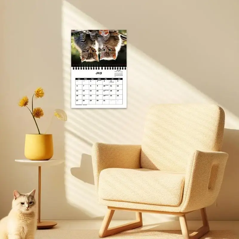 Calendário gatinho 2025 mesa gatinho calendário de parede mensal planejador de família calendário 2024 12 meses planejador 11.22x8.27x0.2 polegadas para