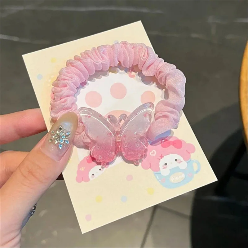 Transparent Colorful Small Intestine Loop Fairy Double Ponytail High Elasticity Hair scrunchies