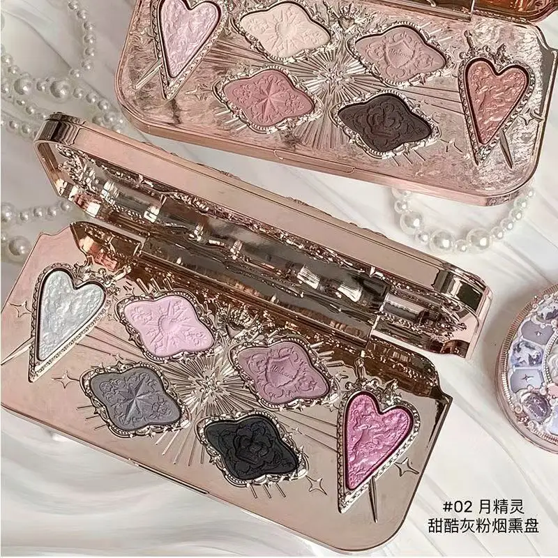 Flower Knows Knight Unicorn Series Eyeshadow Disc 6 Six Colors Silk Satin Eyeshadow Pearl 01 Day Dream February Genie 03