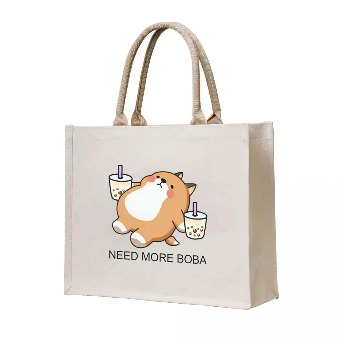 

Lazy Shiba Needs More Boba! Tote Bag bag luxury women Gift bags Canvas Eco bag