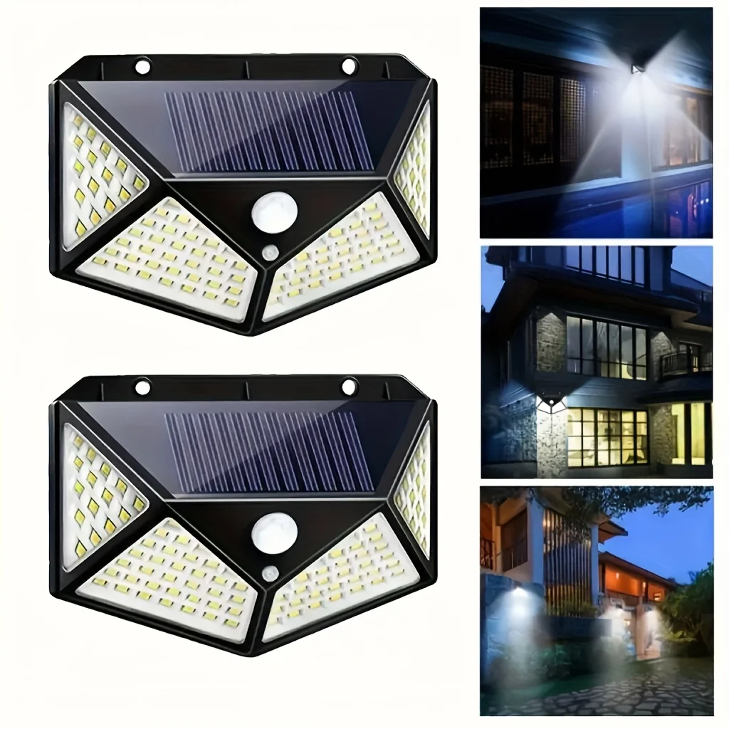 

1/2/4pcs 100 LED Solar PIR Motion Sensor Lights 3 Modes Waterproof Outdoor Energy Saving Outdoor Garden Courtyard Security Light