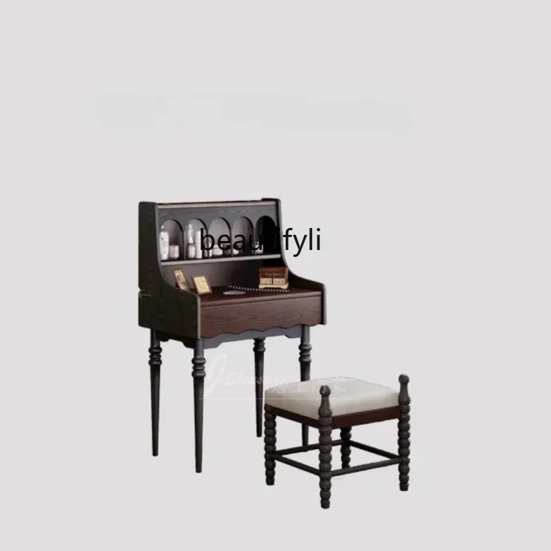 

xz1French romantic retro pure solid wood dresser small apartment bedroom furniture medieval makeup table