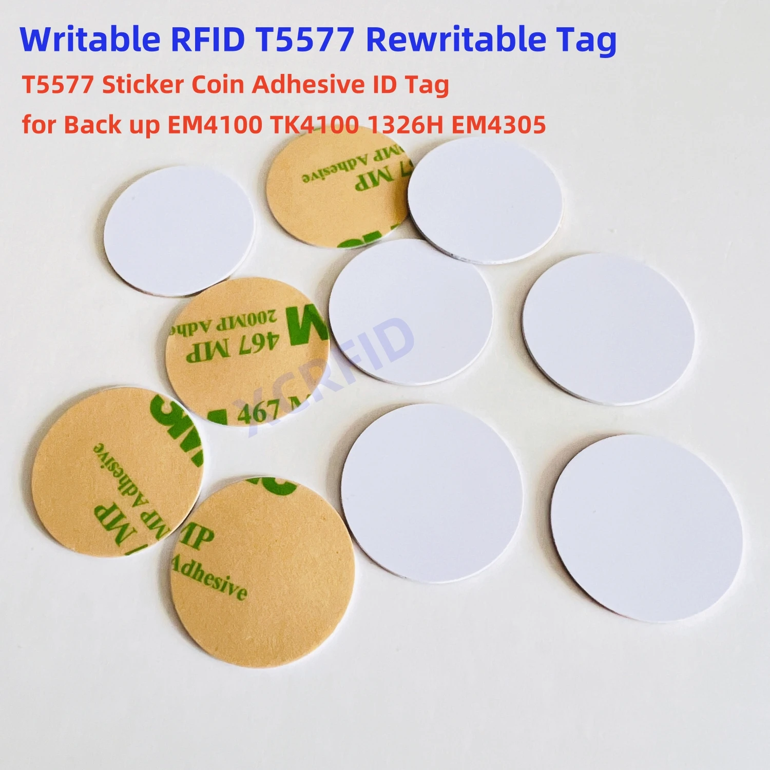 Writable RFID 125khz Rewritable T5577 Sticker Coin Adhesive Back Dia 25mm Thickness 1mm