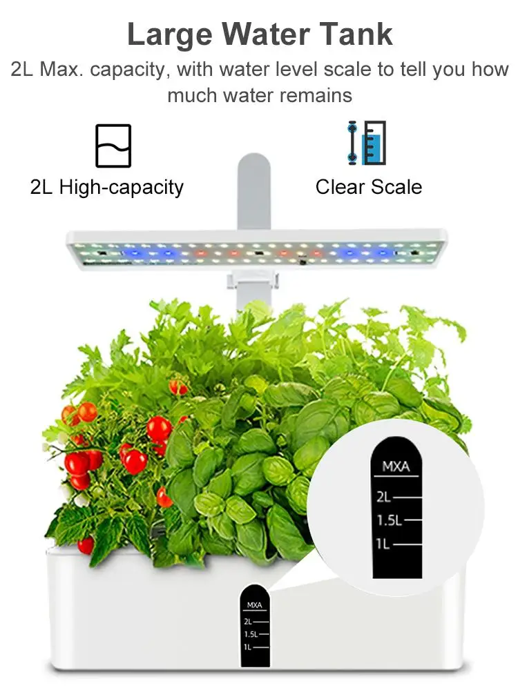 Smart Hydroponics Growing System Indoor Garden Kit 9 Pods Automatic Timing with Height Adjustable 15W LED Grow Lights