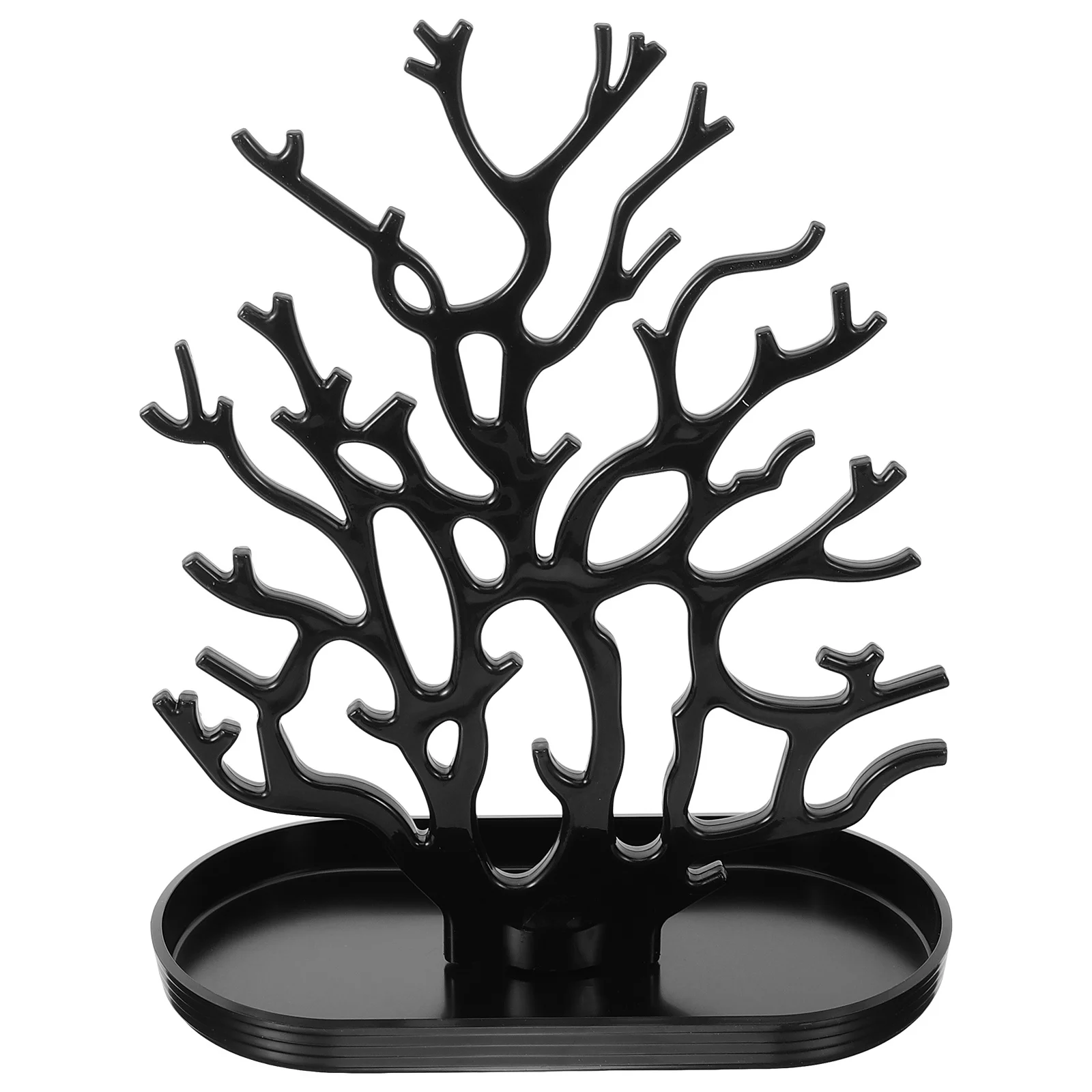 

Plastic Coral Shape Jewelry Display Stand Black Holder Desktop Organizer for Rings Earrings Necklaces Jewelry Holder Tree