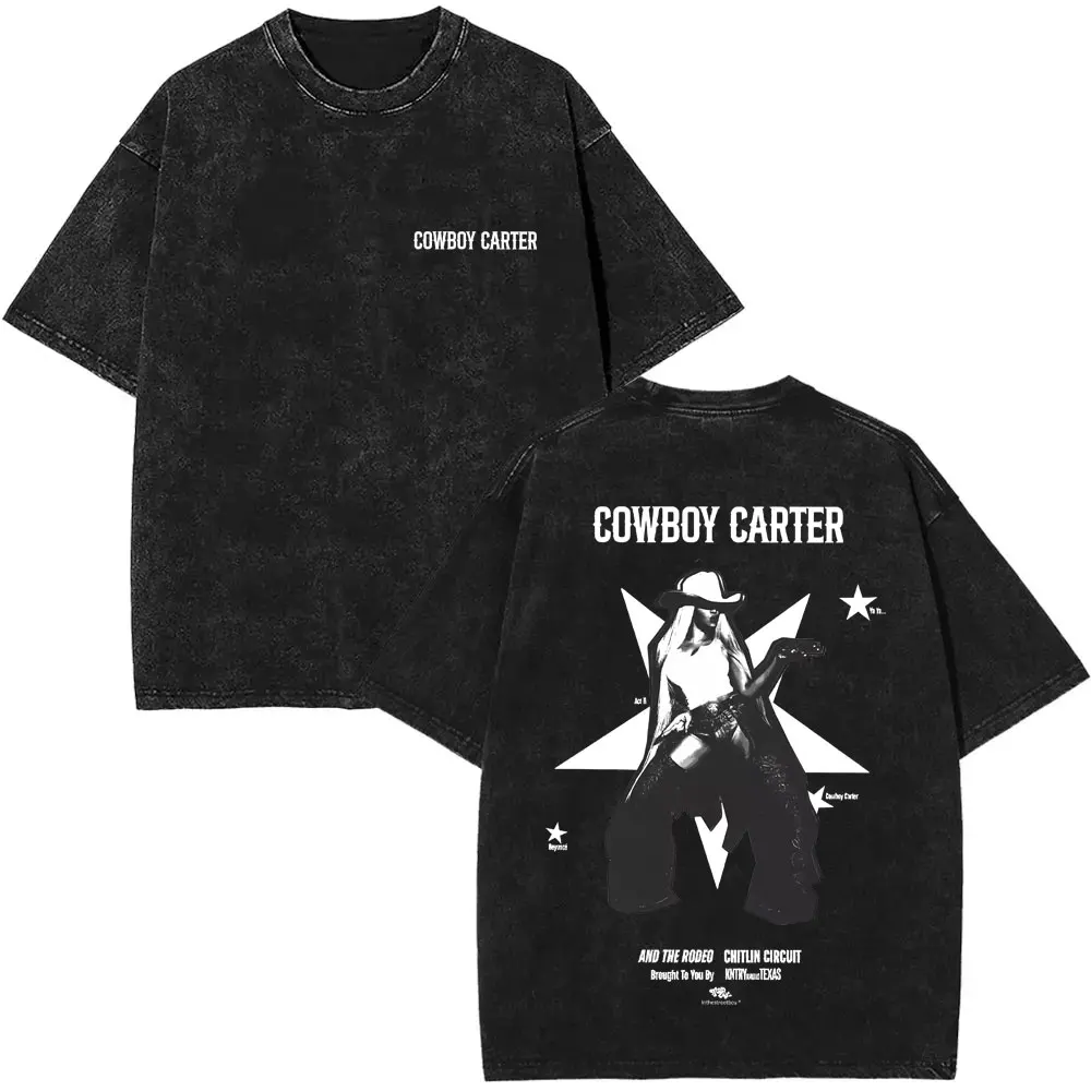 

Винтажная футболка с эффектом потертости Beyonce Cowboy Carter and The Rodeo Chitlin Circuit Tour, модная уличная одежда оверсайз для мужчин и женщин