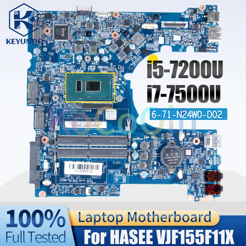 

6-71-N24W0-D02 For HASEE VJF155F11X Notebook Mainboard i5-7200U i7-7500U 6-77-N250WU0A-N02-4E Laptop Motherboard Tested