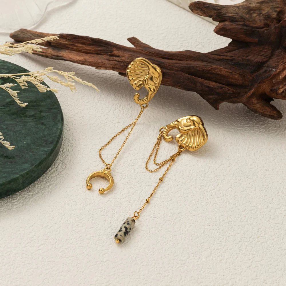 أقراط عصرية للنساء بتصميم متخصص على شكل فيل من الفولاذ المقاوم للصدأ #2