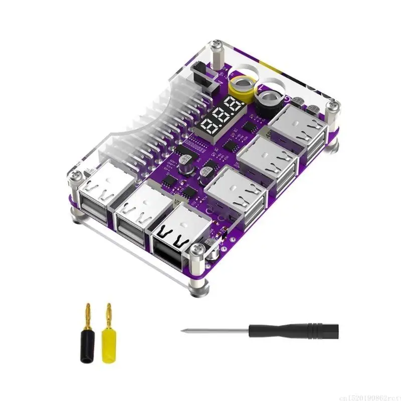 

D5BB 12 Port USB 2.0 24Pin Power Supply Breakouts Board Adapter Power Module Support QC2.0 QC3.0 12V Output 3 Digit LED