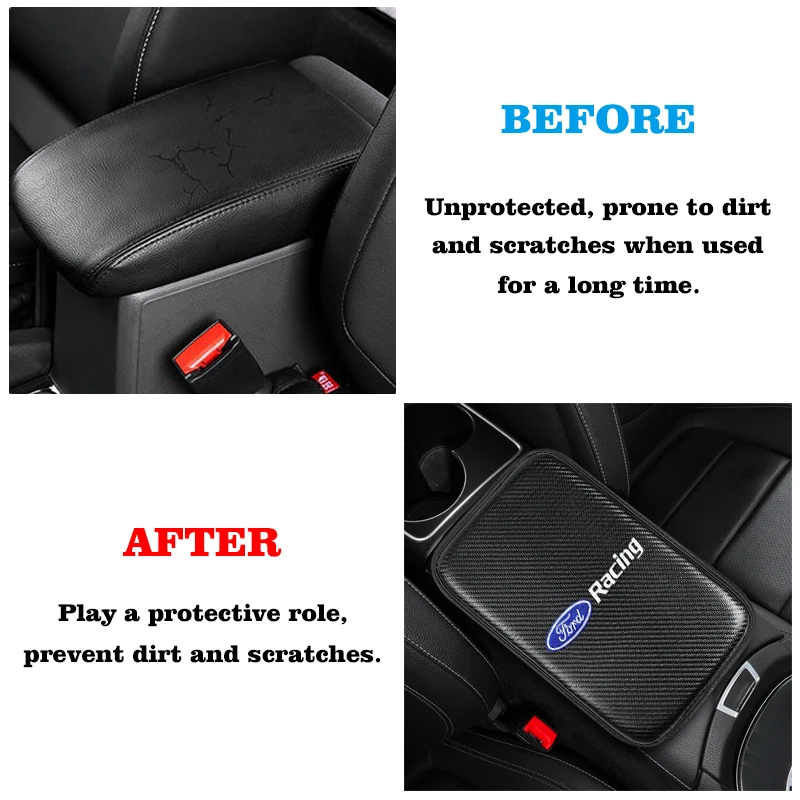 Car Accessories Fiber Armrest Mat Arm Rest Protection Cushion For Ford Fiesta Focus 2 mk3 Mondeo mk4 Mustang Ranger Kuga etc