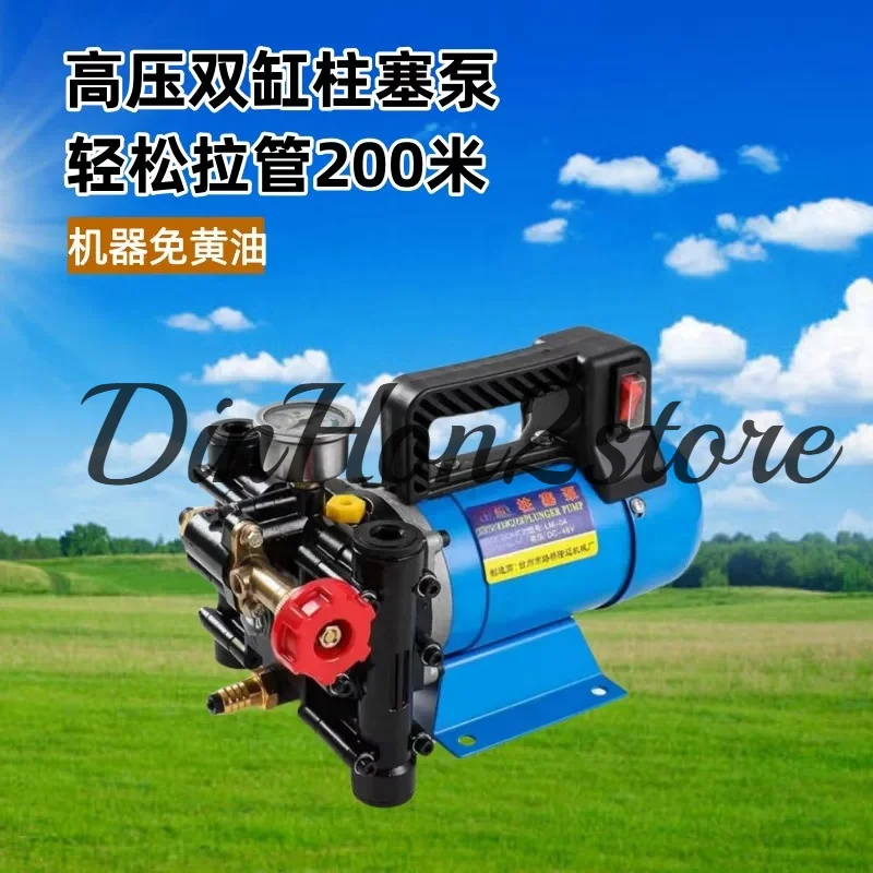 Agricultural Sprayer High Pressure Pump  Water Spraying Car Wash Irrigation Plunger Pump Double Cylinder 12V/24V/48V/60V/72V/220
