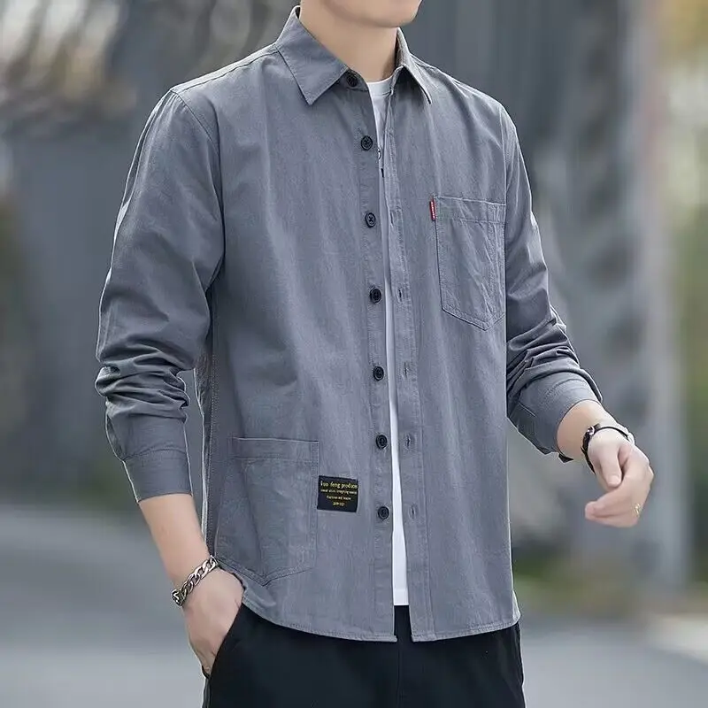 High-End Men's Work Shirt Long Sleeve Summer Spring Autumn Wear Resistant Outerwear Office Labor Protection Workwear Sunscree...