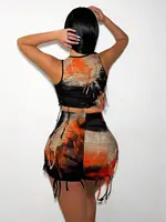 Women's Slim Fit Vest And Skirt Set Casual Two-Piece Outfit for Spring Summer - Image 4