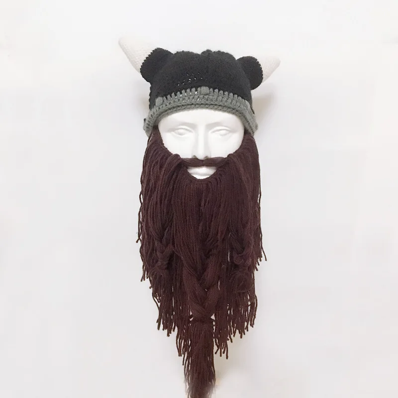 Halloween  Big Beard sharp Horns Cosplay Pirate  Performance Costume Man Halloween Party Hat