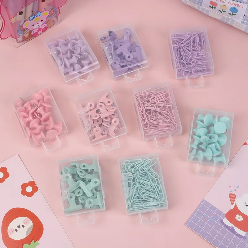 

1 Box Macarons Paper Clip Binder Clips I-Spikes Bookmarks Stationery Office Accessories School Supplies Paper Clip Length 28mm