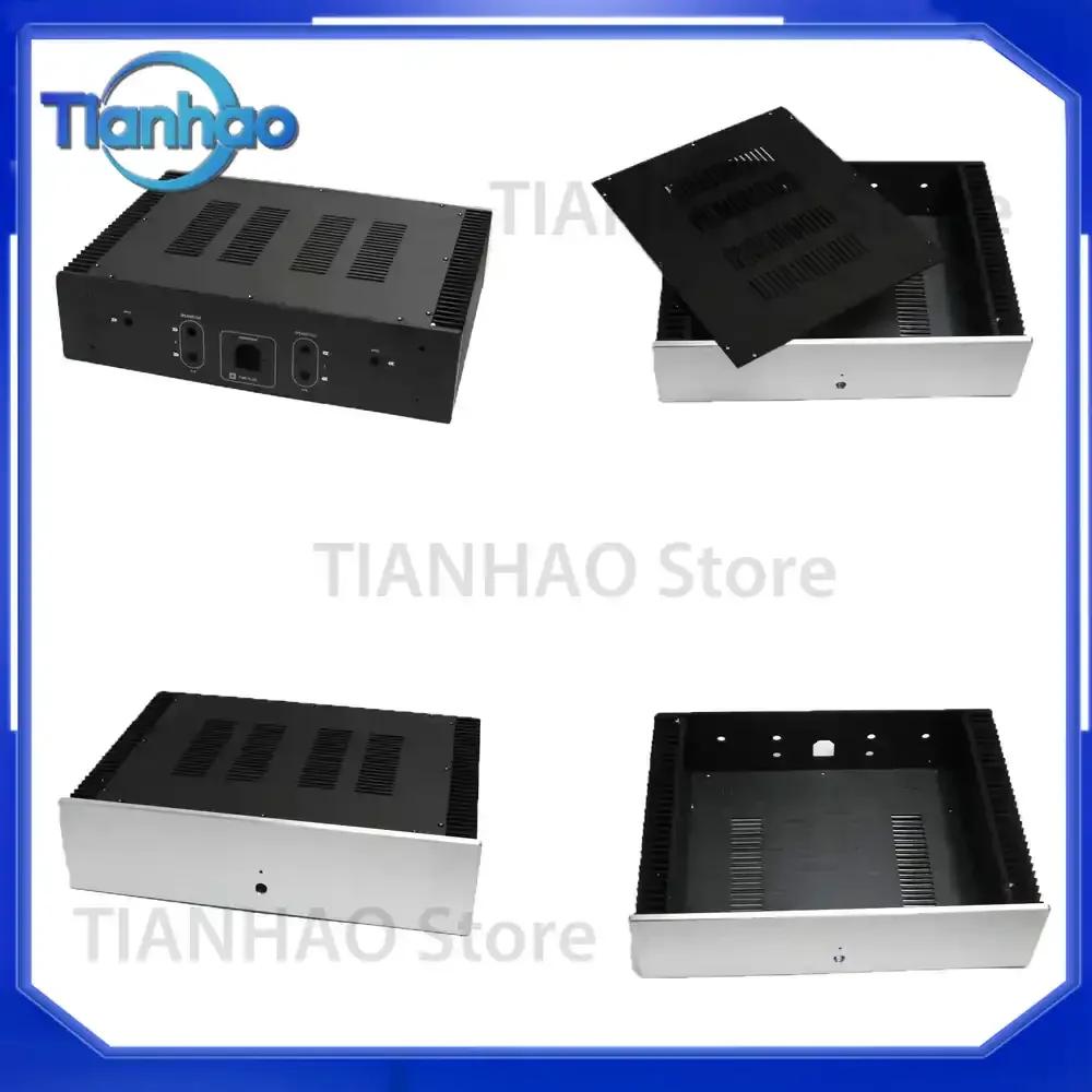 All Aluminum Standard Amplifier Chassis Box Enclosure for DIY Projects with Cooling Holes 430 x 110 x 312 mm Amplifier Case