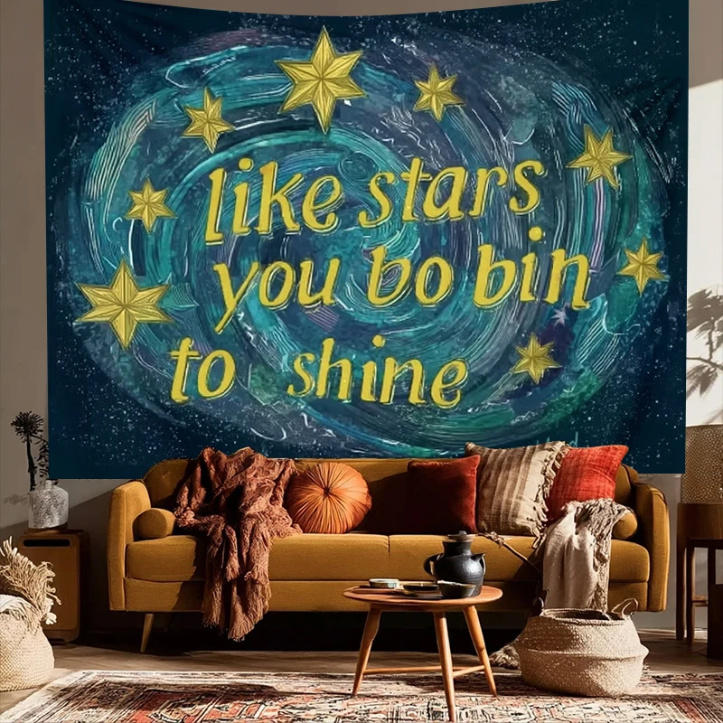Cartoon Star Shining Tapestry Bedroom Living Room Dormitory Polyester Fiber Wall Decoration Home Decoration