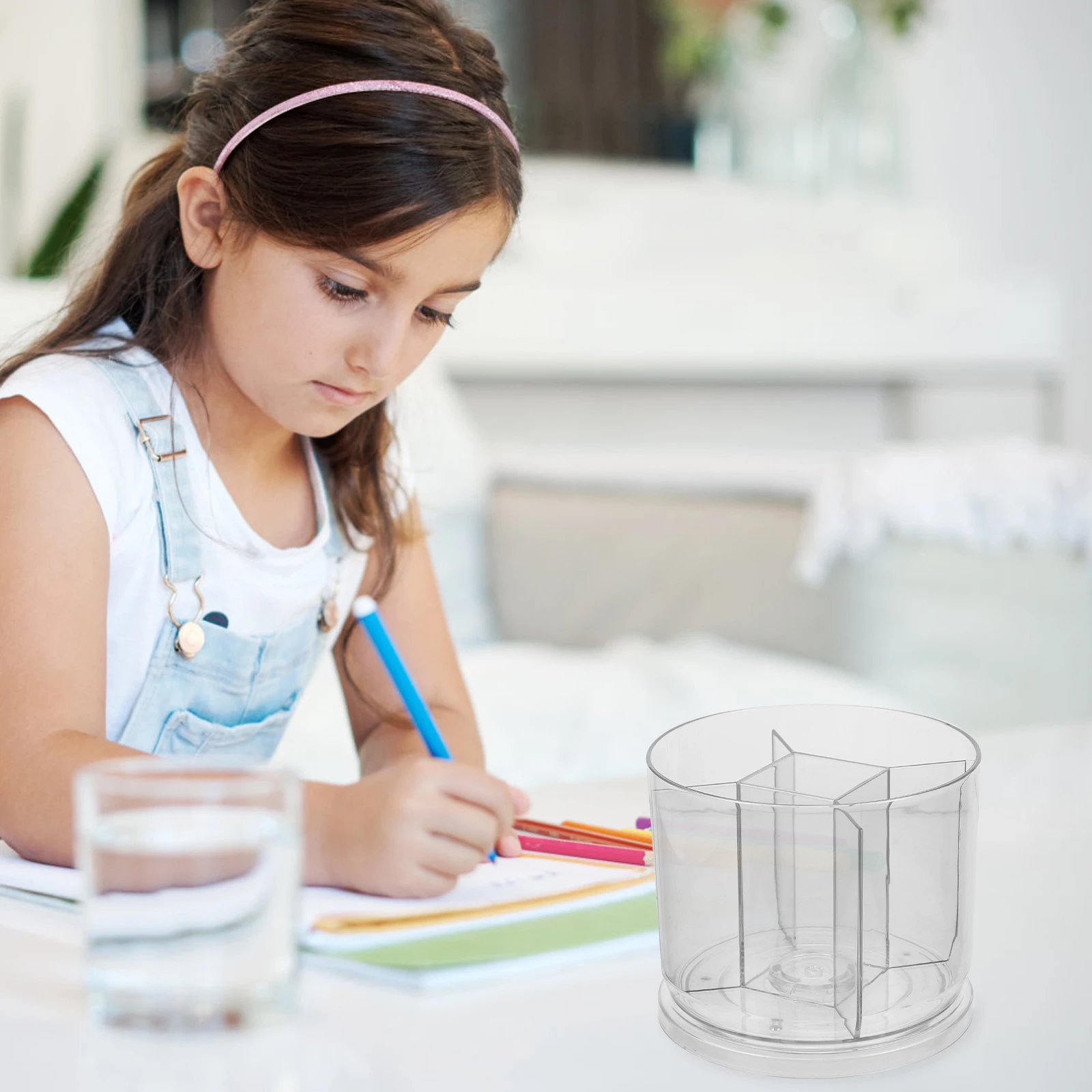 

Rotating Pen Holder Clear Plastic Desk ganizer Storage for Pens Pencils Brushes Scissors Marker Crayon Container