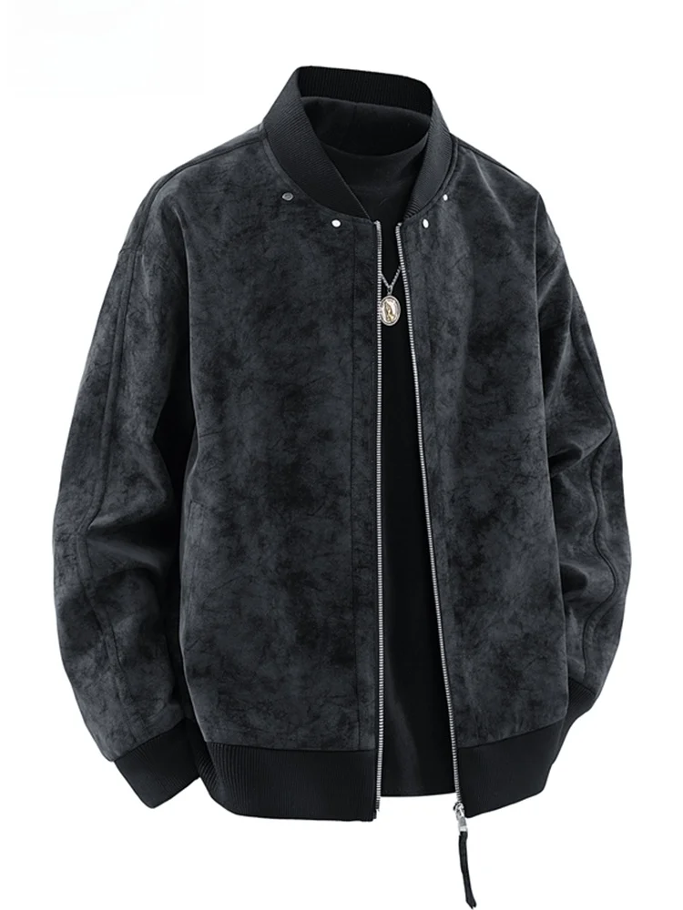 

Collaboration Men's Jaet Loose Dyeing Leather Texture Retro Biker Sle Spring Autumn Faionable Versatile Outerwear