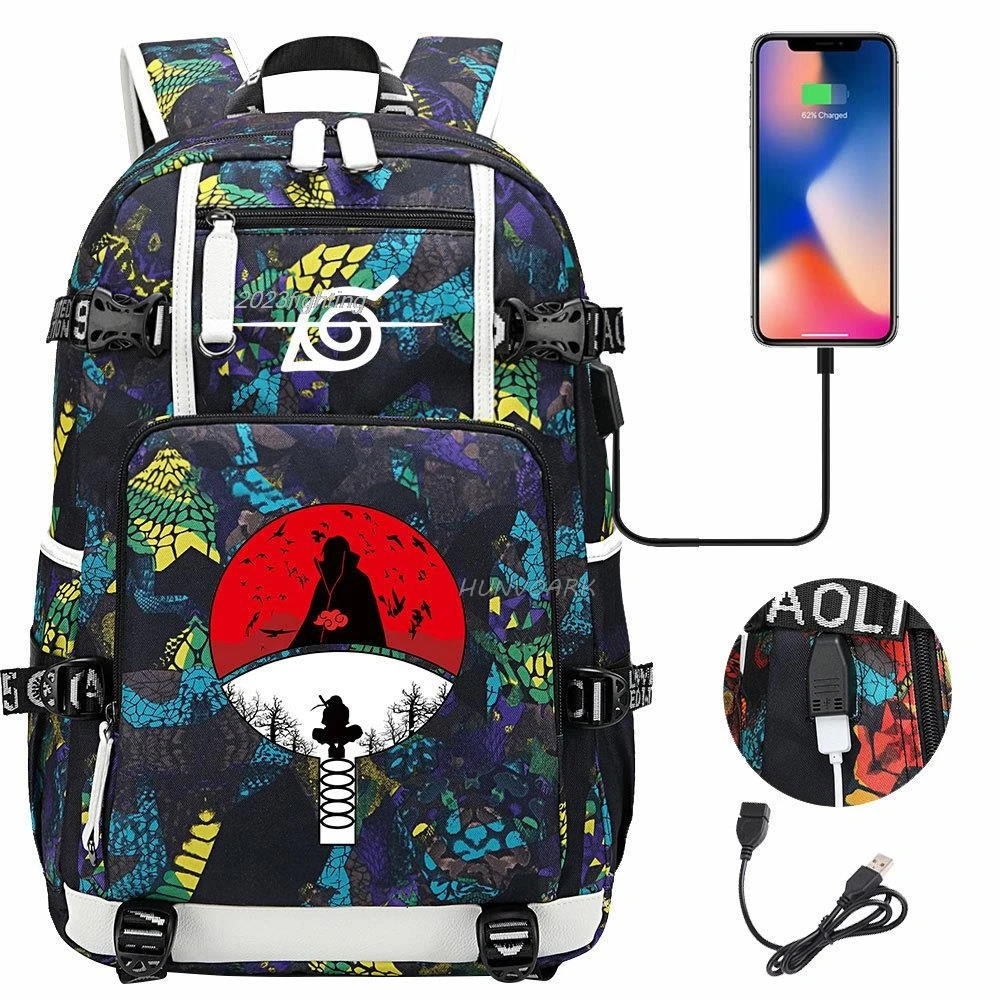 Akatsuki Itachi Sharingan Naruto School Backpack For Girls Boys Black Anime Backpack Schoolbag Capacity Mochilas For Teens Gift