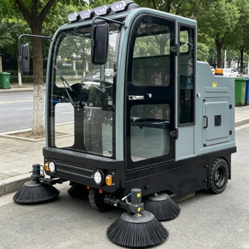 Electric Road Sweeper Narrow Pass Adapt Cleaning Machine For Office Park Internal Walkway Sand Dust Garbage Sweeping
