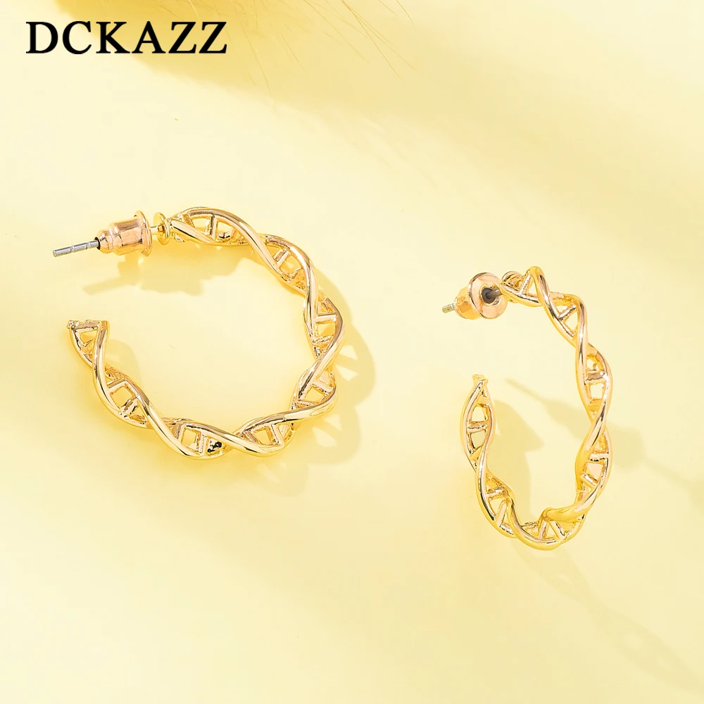 DCKAZZ Round DNA Stud Earrings Luxury French Style Exaggerated Exquisite Casual Office Commuting Women Jewelry Accessories Gift