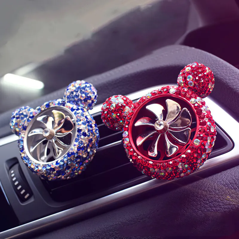 Cute Bling Diamond Cartoon Car Air Freshener Outlet Vent Clip Perfume Solid Diffuser Fragrance Auto Accessories for Girls