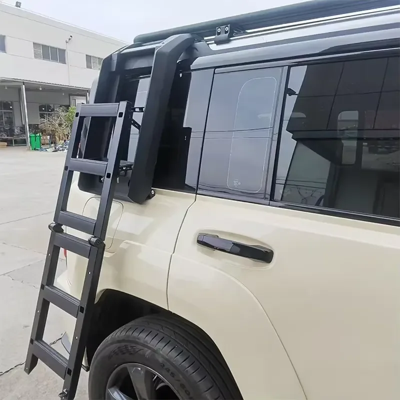 Heavy-Duty Aluminum Right-Angle Side Ladder, No-Drill Step for Hilux 4x4, Off-Road Roof Access for Overlanding &