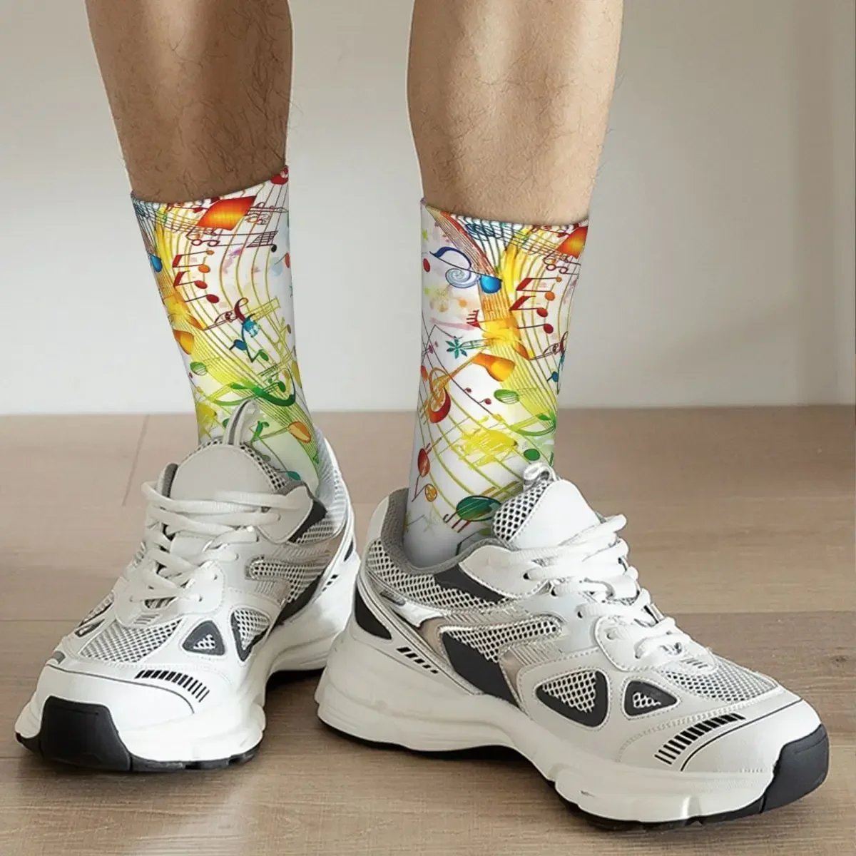 Abstract Piano Keys With Musical Notes Socks Harajuku Super Soft Stockings All Season Long Socks Man Woman Valentine's Day Gifts