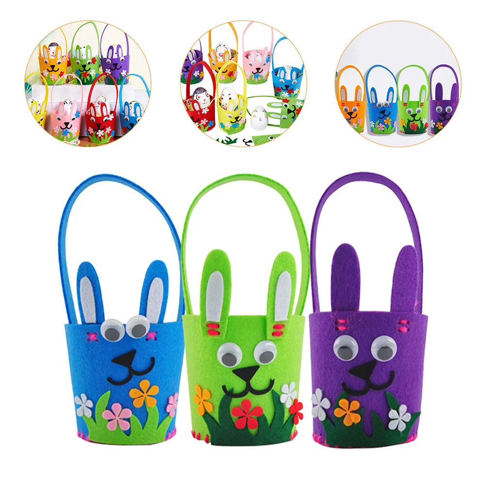 

3 pcs Storage Bucket Cloth Candy Basket Easter Cloth Buckets For Egg Organizer Party Favor Holder Festival Gift Bag