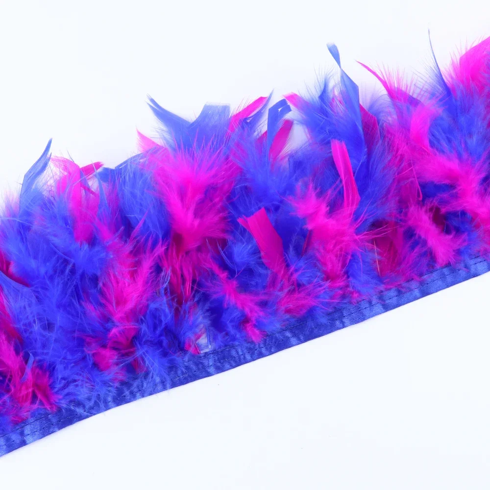 

Двухцветная лента с отделкой перьями 10 м 10-15 см на атласе для костюма «сделай сам», карнавальная вечеринка, одежда, швейные аксессуары, оптовая продажа