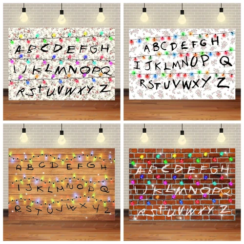 Luces de fondo con tema de Stranger de TV americana, cartel de vinilo de la serie del episodio del alfabeto, suministros de decoración para fiesta, accesorios para fotos, regalo para bebé