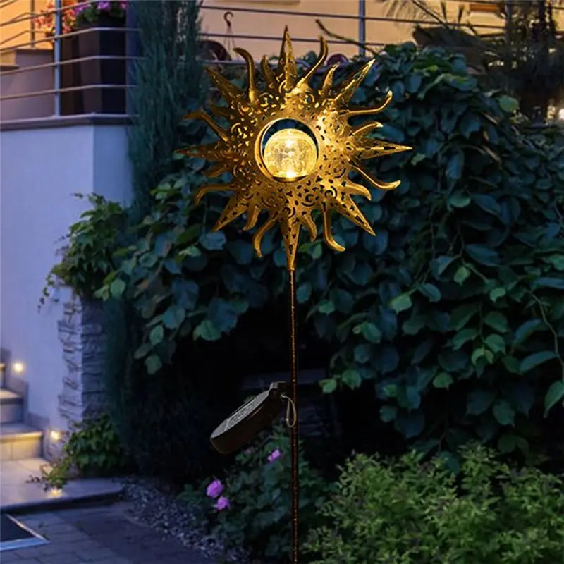 

*X07A Sun Solar Lights Garden Outdoor Waterproof Metal Decorative Stakes for Patio Yard Walkway LawnPatio Valentine's Day