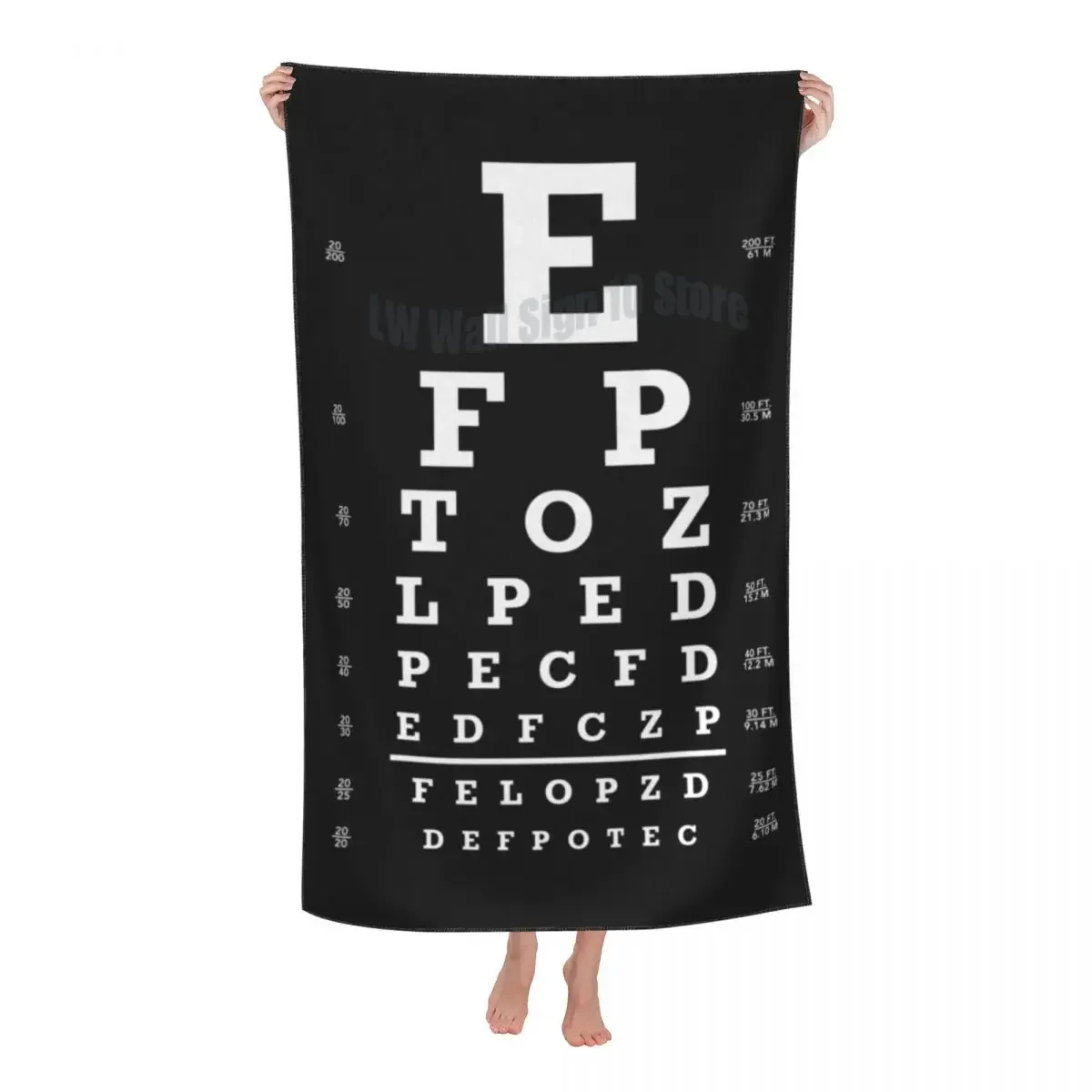 Eye Snellen Chart Beach Towel Quick Dry Optometrist Eye Exam Super Soft Microfiber Shower Sauna Towels