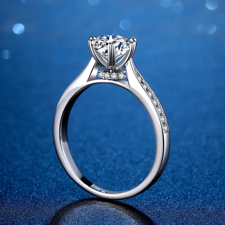 2Ct Moissanite Six-Prong Fortune Spinning Ring Women's PT950 Platinum - Timeless durable, fashion eye-catching, ideal for self