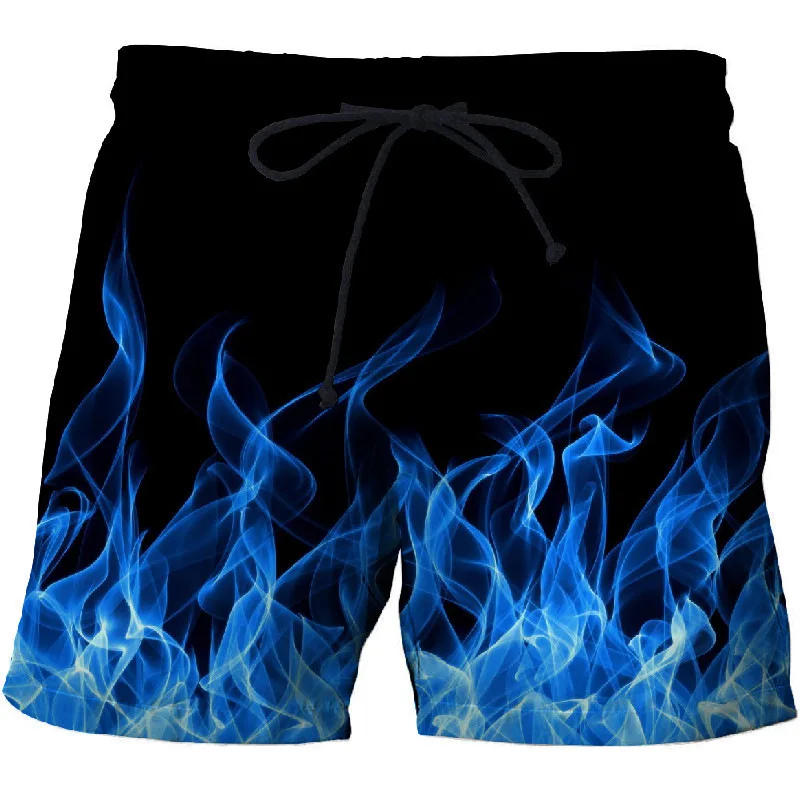 New Summer Beach Pants Men Shorts Trend Stitching Loose Casual Straight Shorts Quick-Drying Lace-Up Surfing Swimming Pants