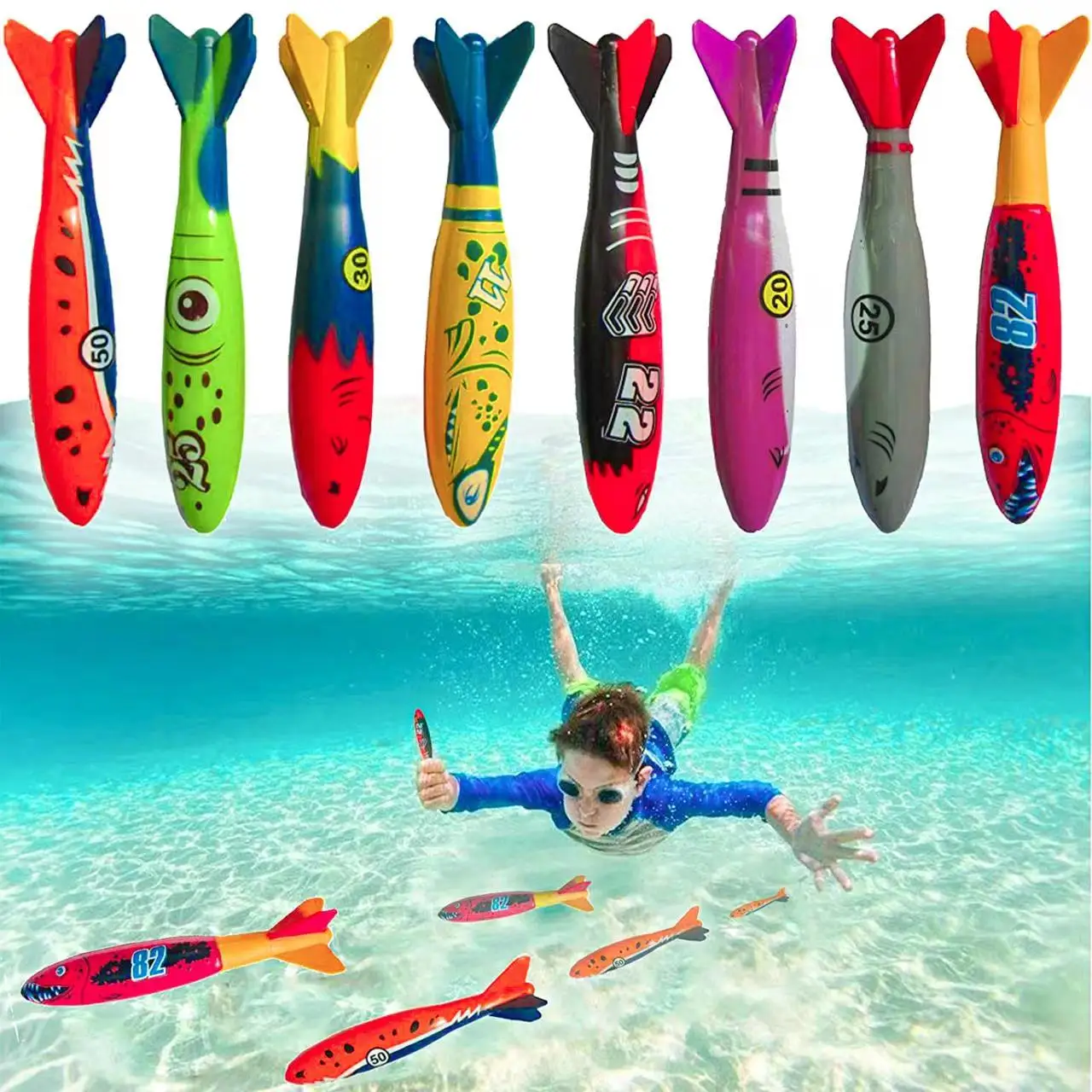 Summer Diving Training Toys Torpedos Sharks Octopus Underwater Water Games Training Swimming Pool Gifts Set Toys For kids