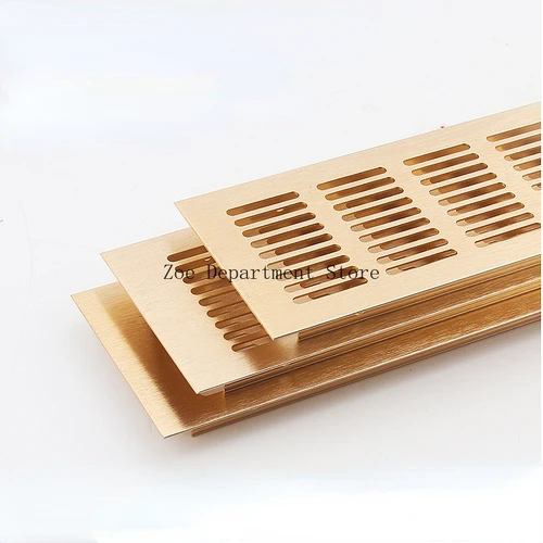 Rejilla de ventilación rectangular de aluminio, 2 piezas, oro rosa cepillado, para muebles, armario