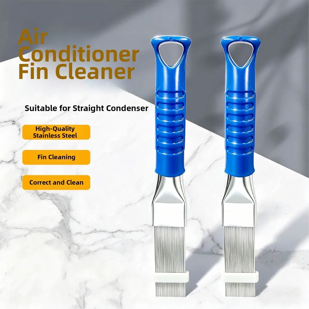 Stainless Steel AC Fin Comb Brush for Condenser Coil Dust and Debris Cleaning 272x123x30mm Light Blue Metal Tool