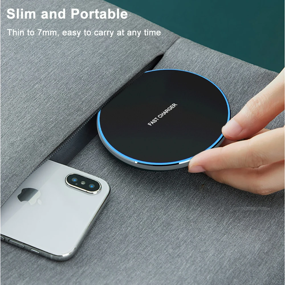 Wireless Charger Pad Ultra-thin Induction Charger for Samsung Galaxy S24 S23 Fast Wireless Charging Station for iPhone 15 ProMax