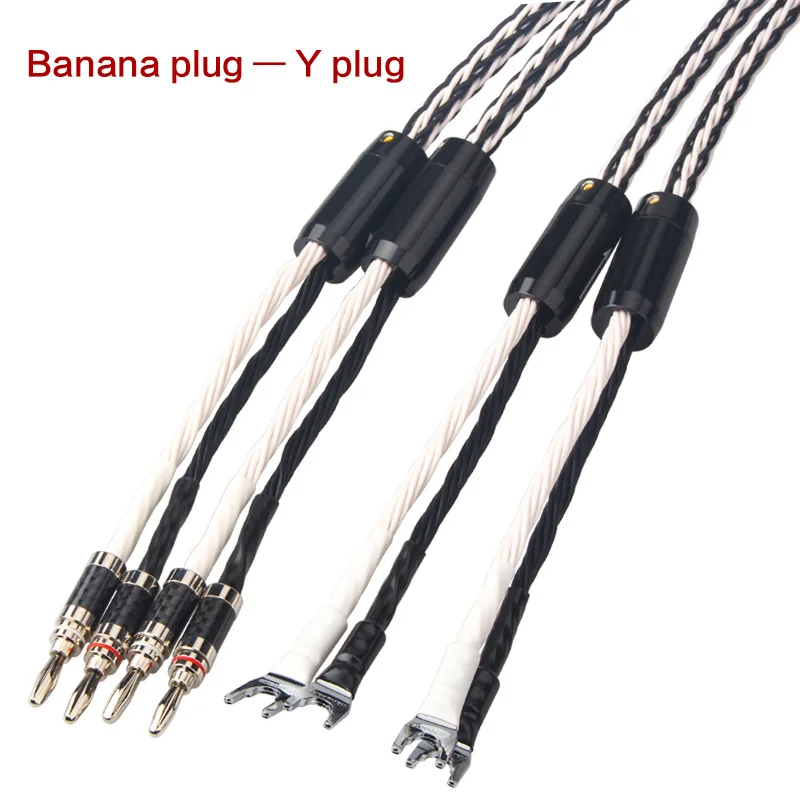 

8TC single crystal copper OCC audio speaker cable HiFi amplifier speaker cable Banana plug- Banana plug-Y FEP quilt