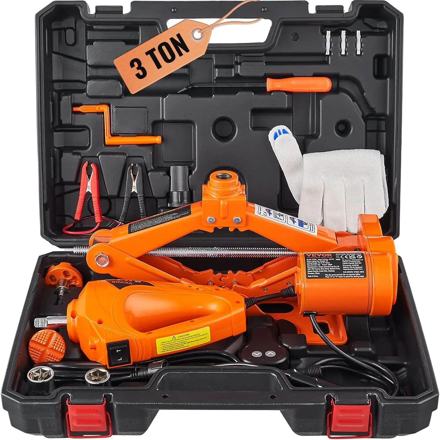 

Electric Car Jack, 3 Tons /6600 lbs 12V Electric Scissor Jack with Electric Impact Wrench, Double Saddles with Remote Control